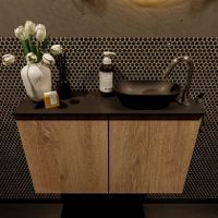 Mondiaz Fowy toiletmeubel 80cm washed oak met blad en waskom urban rechts 1 kraangat