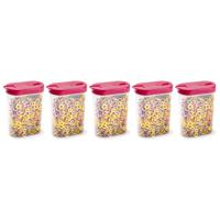 Voedselcontainer strooibus - 5x - roze - inhoud 1 liter - kunststof - 15 x 7 x 19 cm