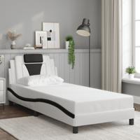 Bedframe "Viana" zonder matras kunstleer wit en zwart 80x200 cm