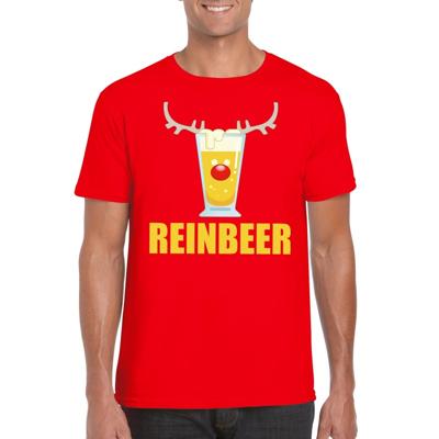 Foute Kersttrui t-shirt - Reinbeer - rood - voor heren - drank rendier Foute Kersttrui t-shirt - Reinbeer - rood - voor heren - drank rendier