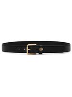 Dolce & Gabbana ceinture en cuir à plaque logo - Noir