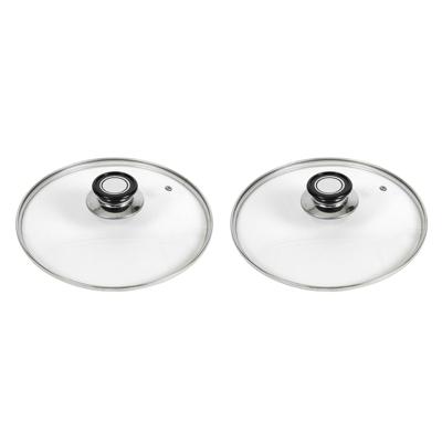 Universele pannendeksel - 2x stuks - voor pannen van D18 cm - glas - voor steelpan/sauspan -pannen Universele pannendeksel - 2x stuks - voor pannen van D18 cm - glas - voor steelpan/sauspan -pannen