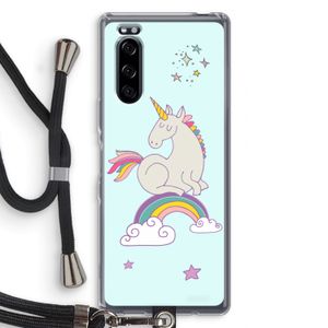 Regenboog eenhoorn: Sony Xperia 5 Transparant Hoesje met koord