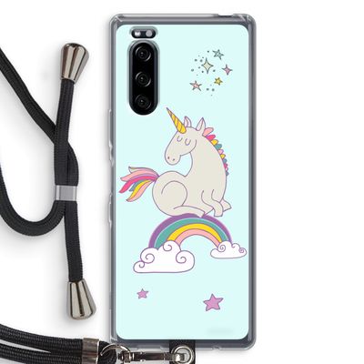Regenboog eenhoorn: Sony Xperia 5 Transparant Hoesje met koord