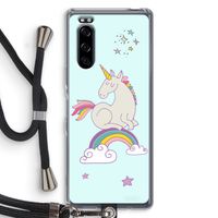 Regenboog eenhoorn: Sony Xperia 5 Transparant Hoesje met koord