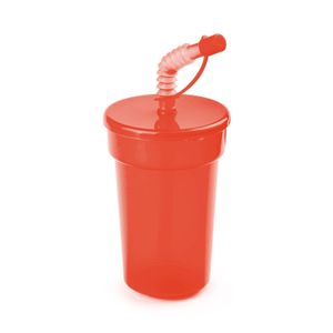 Afsluitbare drinkbeker rood 400 ml met rietje