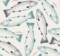 Dieren behang Handgetekende zalm vis patroon