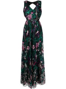 Marchesa Notte robe longue à fleurs brodées - Noir