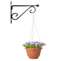 Hangpot + Muurhaak Lucca - terracotta - D20 cm - kunststof - metaal - tuinaccessoires