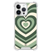 iPhone 14 Pro Max shockproof hoesje - Groen hart swirl