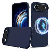Lunso iPhone 17 Air hoesje - Flexibel siliconen Backcover met MagSafe - Donkerblauw
