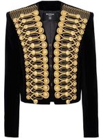 Balmain veste en velours à broderies - Noir