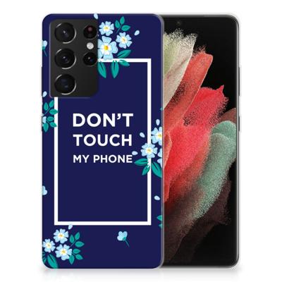 Samsung Galaxy S21 Ultra Silicone-hoesje Flowers Blue DTMP Samsung Galaxy S21 Ultra Silicone-hoesje Flowers Blue DTMP