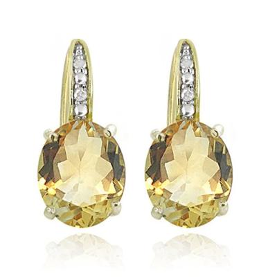Cilla Jewels 925 Zilveren Oorbellen met Grote Citrine Steen