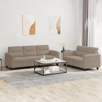 2-delige Loungeset met kussens microvezelstof taupe