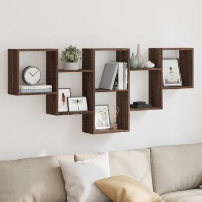 Wandschap 159x18x66 cm bewerkt hout bruin eikenkleurig