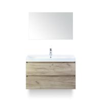 Maxx XL Badmeubelset 100 cm - Craft Oak - Wastafel Just 1 kraangat - met Spiegel