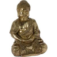 Boeddha beeld Gold - binnen/buiten - kunststeen - antiek goud - 29 x 25 x 42 cm