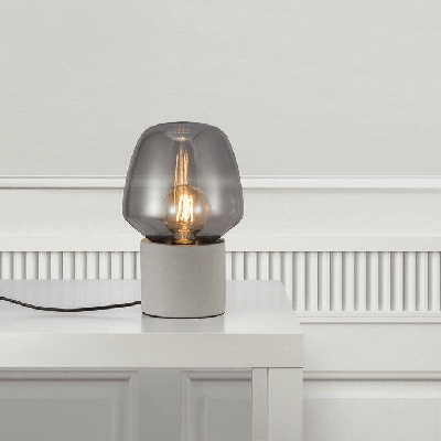 Tafellamp beton grijs &apos;Christina&apos; Nordlux E27 fitting glas 30 cm