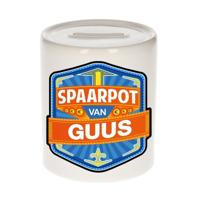 Kinder spaarpot met naam - Guus - keramiek - met dop - wit - Sparen - Spaargeld van Guus