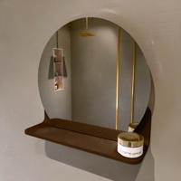 MONDIAZ SPOT spiegel rond 40cm met Spiegelplanchet kleur Rust.