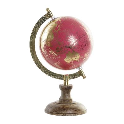 Atmosphera Decoratie wereldbol / globe - roze / goud - houten voet - 15 x 13 x 23 cm - Landen/contin