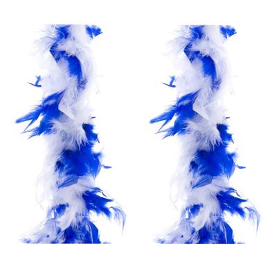 Carnaval verkleed veren Boa - 2x stuks - blauw/wit - 2 meter - Verkleedkleding accessoires