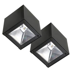 Set 2 stuks LED Solar Cube wandlamp zwart vierkant