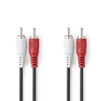 Stereo-Audiokabel | 2x RCA Male | 2x RCA Male | Vernikkeld | 10.0 m | Rond | Rood / Wit | Label - thumbnail