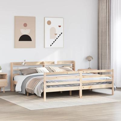 Bedframe met hoofdbord massief grenenhout 180x200 cm