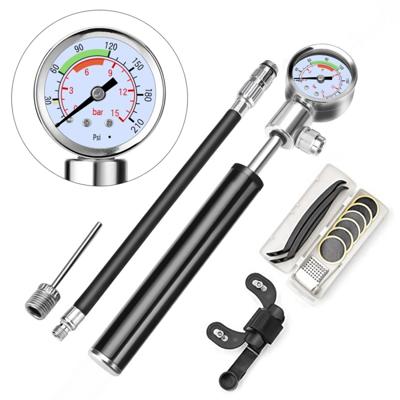 Draagbare hogedrukpomp fietspomp mini Mountain Bike pomp + lijm-vrije band reparatie doos