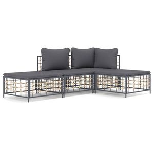 The Living Store Hoekbank Antraciet Poly Rattan - 72x72x66 cm - Weerbestendig