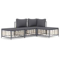 The Living Store Hoekbank Antraciet Poly Rattan - 72x72x66 cm - Weerbestendig - thumbnail