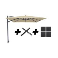 Monaco III Flex l300b300cm Ecru met Kruisvoet en Parasolvoettegels