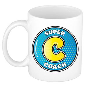 Bellatio Decorations Cadeau mok/beker - Super coach - wit - 300 ml - feest mokken