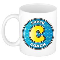 Bellatio Decorations Cadeau mok/beker - Super coach - wit - 300 ml - feest mokken