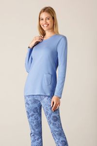 Warme blauwe damespyjama van Hajo