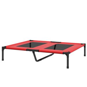 PawHut Hondenbed, Hondenligbed, Robuust, Verhoogd & Weerbestendig, tot 50 kg, 92x76x18cm, Rood