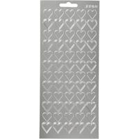 Stickers, harten, vel 10x23 cm, zilver, 1 vel