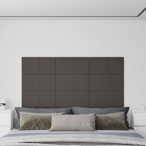 Wandpanelen 12 st 2,16 m 60x30 cm stof donkergrijs