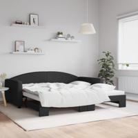 Slaapbank met onderschuifbed 100x200 cm stof zwart