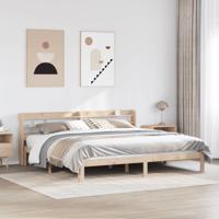 Bedframe met hoofdbord massief grenenhout 200x200 cm