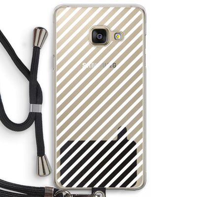 Strepen zwart-wit: Samsung Galaxy A3 (2016) Transparant Hoesje met koord