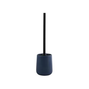 MSV Toiletborstel in houder/wc-borstel Malmo - keramiek/rvs - donkerblauw/zwart - 39 x 10 cm - Toiletborstels