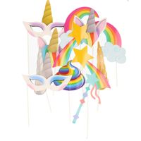 Foto prop set Eenhoorn - 12-delig - unicorn/regenboog thema feest - kinderfeestje photo booth