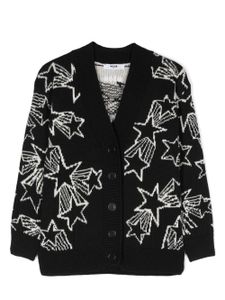 MSGM Kids cardigan à motif en intarsia - Noir