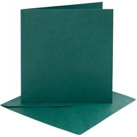 Kaarten en enveloppen, afmeting kaart 15,2x15,2 cm, afmeting envelop 16x16 cm, 230 gr, donkergroen, 4 set/ 1 doos
