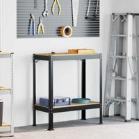 Werkbanken met plank Zwart 81 x 41 x 145 cm Bewerkt hout