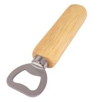 Flessenopener - RVS - eikenhout - 14 cm - bieropener