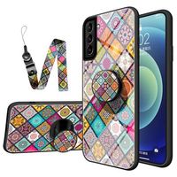 Geruit Patroon Samsung Galaxy S21 5G Hybrid Case - Kleurrijke Mandala